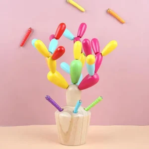 2 in 1 Wooden Cactus and Worm Catching Game - Fine motor skills toys