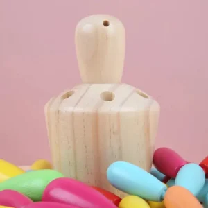 2 in 1 Wooden Cactus and Worm Catching Game - Fine motor skills toys