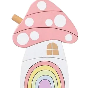 Mushroom House Wooden Blocks- Open ended wooden toys
