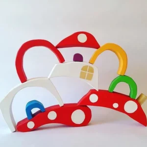 Mushroom House Wooden Blocks- Open ended wooden toys
