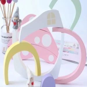 Mushroom House Wooden Blocks- Open ended wooden toys