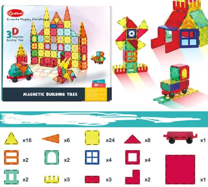 onshine_magnetic_building_2.webp Onshine Magnetic Building Tiles (32 & 78 piece) - Open ended wooden toys- Fine Motor Toys For Children