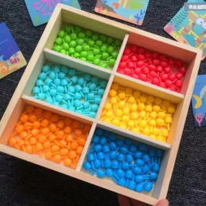 240pcs Mushroom Nail Intelligent Puzzle Games With Wood Storage Box - Fine motor skills toys