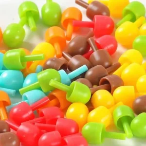 240pcs Mushroom Nail Intelligent Puzzle Games With Wood Storage Box - Fine motor skills toys