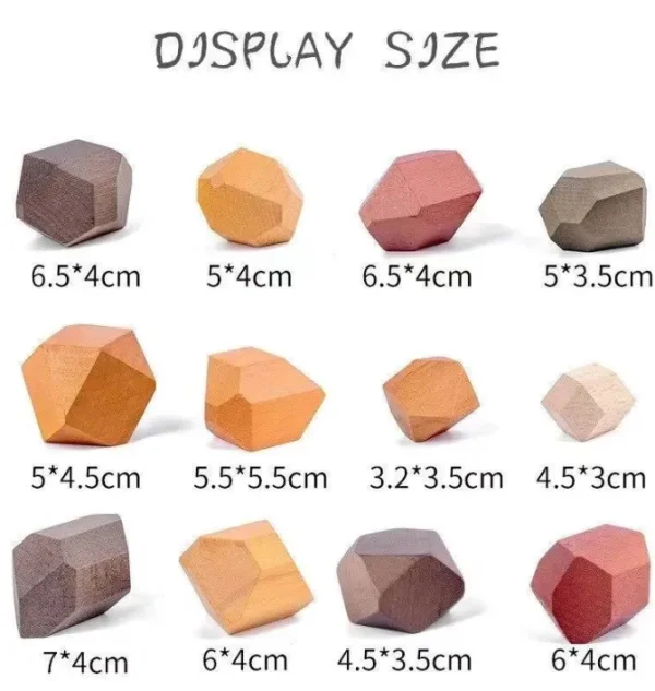 12 Pieces Jumbo Wooden Nature Balance Blocks- Open ended wooden toys