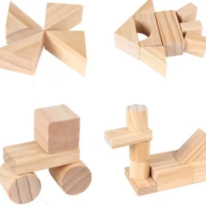 100 Pieces Wooden Building Blocks - Open Ended Wooden Toys