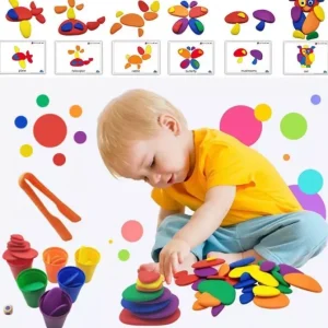 Rainbow Pebbles activity set with Cards - Open Ended Play Toys
