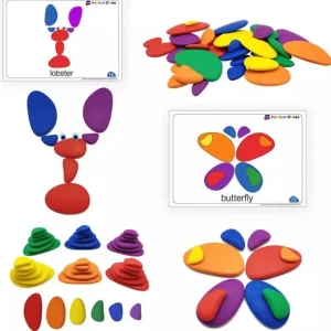 Rainbow Pebbles activity set with Cards - Open Ended Play Toys