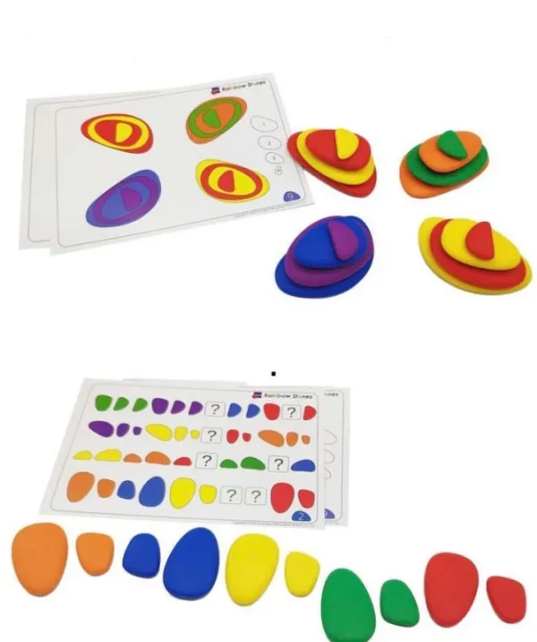 Rainbow Pebbles activity set with Cards - Open Ended Play Toys