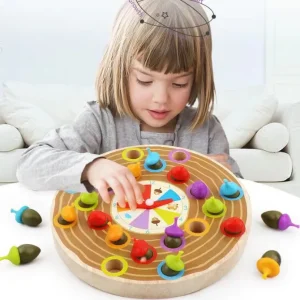Squirrel Picking Acorn Wooden Board Game- Fine motor skills toys