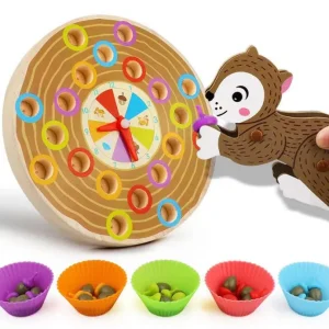 Squirrel Picking Acorn Wooden Board Game- Fine motor skills toys