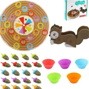 Squirrel Picking Acorn Wooden Board Game- Fine motor skills toys