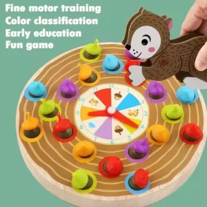 Squirrel Picking Acorn Wooden Board Game- Fine motor skills toys