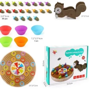 Squirrel Picking Acorn Wooden Board Game- Fine motor skills toys