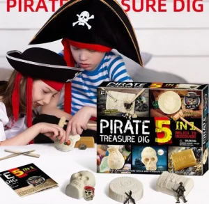 STEM Kids Dig Kit Pirate Treasure Dig / DINO Skeleton Dig 5 in 1- Fine motor skills toys