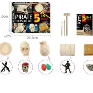 STEM Kids Dig Kit Pirate Treasure Dig / DINO Skeleton Dig 5 in 1- Fine motor skills toys