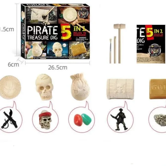 stem_kids_dig_kit_pirate__2.webp STEM Kids Dig Kit Pirate Treasure Dig / DINO Skeleton Dig 5 in 1- Fine motor skills toys