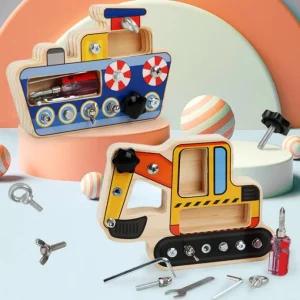 Wooden Busy Board Set of 3 ( Airplane, Boat and Digger)- The best fine motor toys