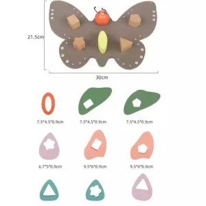 Wooden Butterfly Shape Matching- Fine motor skills toys