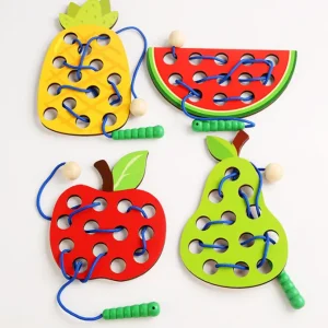Wooden Caterpillars Eat Fruits Threading Toys - Best Fine Motor Skills Toys