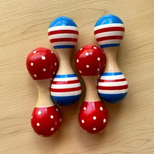 Wooden Double Ended Timber Baby Maraca Set of 4 - Musical Instruments