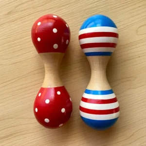 Wooden Double Ended Timber Baby Maraca Set of 4 - Musical Instruments