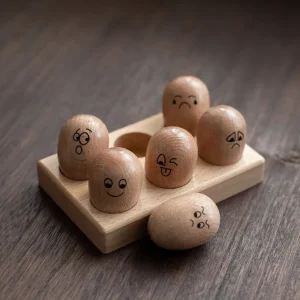 Wooden Emoji Egg - Open Ended Toys