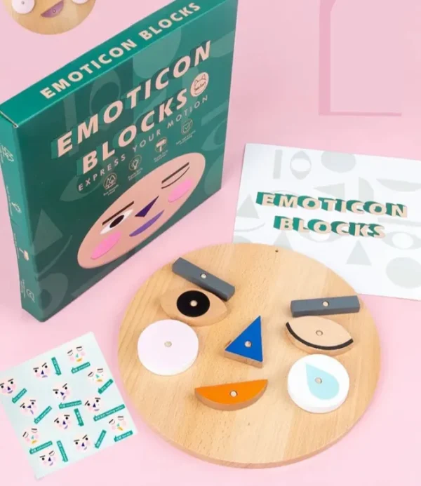 Wooden Emoji Game - Emoticon Blocks Speech therapy toys