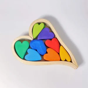 Wooden Heart Blocks Set- Open ended wooden toys