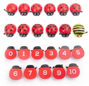 Wooden Ladybug Counting Game with Bag- Mathematics toys