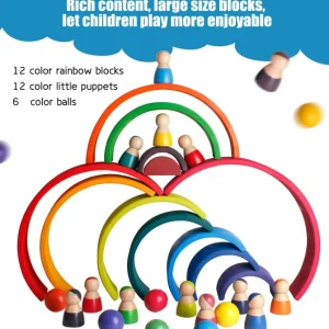 Wooden Rainbow Toys Set - Open endend play collection