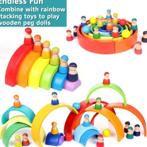 Wooden Rainbow Toys Set - Open endend play collection