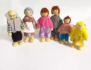 Wooden Role-Play Doll Family- Open ended wooden toys