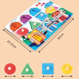 Wooden Shape Lock Latch Busy Board-Sensory toys
