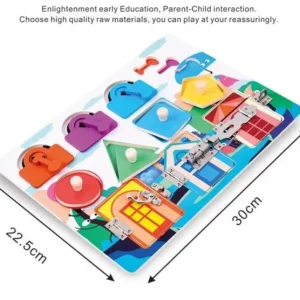 Wooden Shape Lock Latch Busy Board-Sensory toys