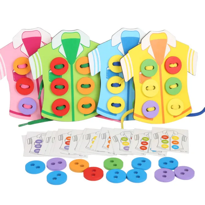 wooden_shirt_button_lacin_2.webp Wooden Shirt Button Lacing - 4 Sets Fine motor skills toys