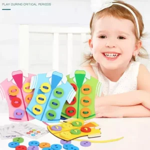 Wooden Shirt Button Lacing - 4 Sets Fine motor skills toys