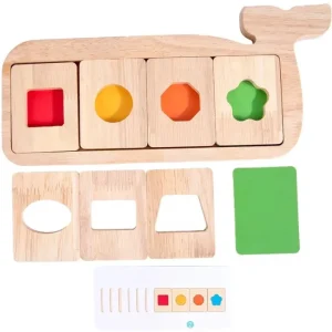 Wooden Whale Shape Colour Match Game-Mathematics toys